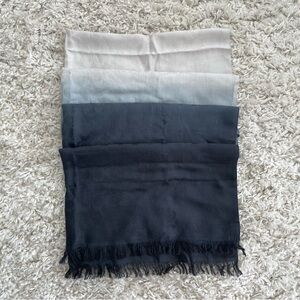 Coach Black and Cream Monogram Silk Blend Ombre Stole Scarf